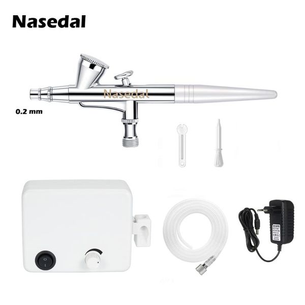 

nasedal 0.2mm 2cc dual-action airbrush компрессор nail аэрограф spray gun для ногтей торт макияж 0.2mm / 0.3mm сопла игла