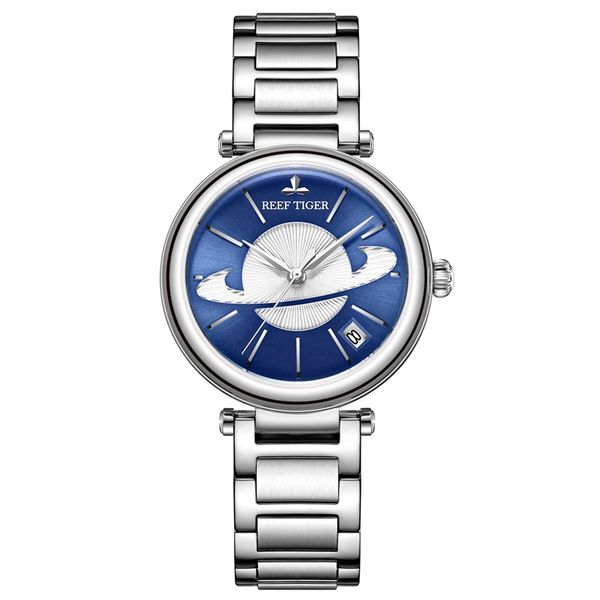 

Reef Tiger/RT Fashion Blue Watch Women Luxury Steel Exquisite Watch Brand Luxury Automatic Watches reloj mujer 2019 RGA1591