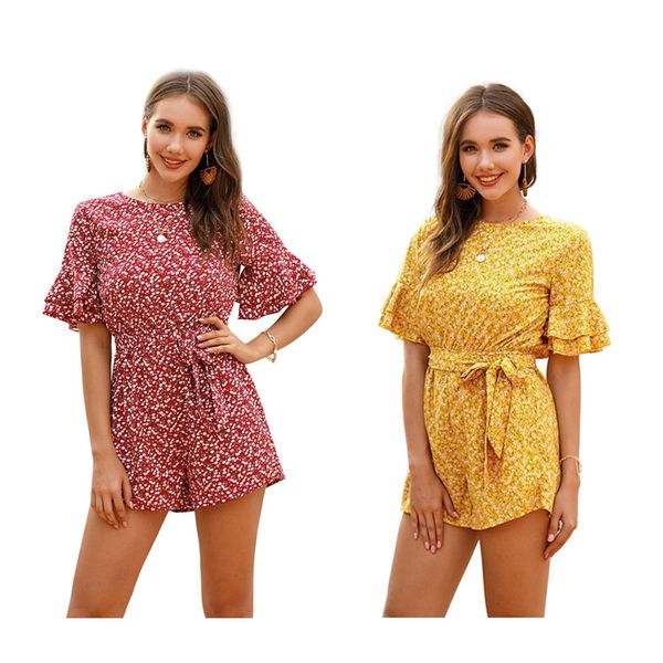 

women boho floral rompers ladies summer beach short playsuit fashion ladies holiday jumpsuit, Black;white