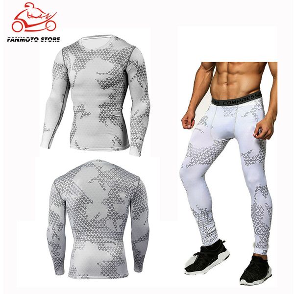 

motorcycles quick dry camouflage men's running sets compression sports suits skinny tights clothes gym fitness camo sportswear