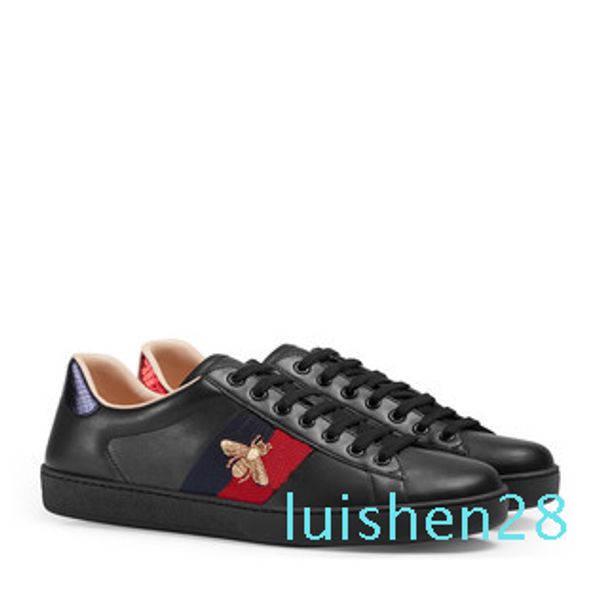 

2020 classic ace embroidered sneakers for mens womens ace low-silhouette gold embroidered bee kingsnake tiger applique casual shoes2 l28, Black