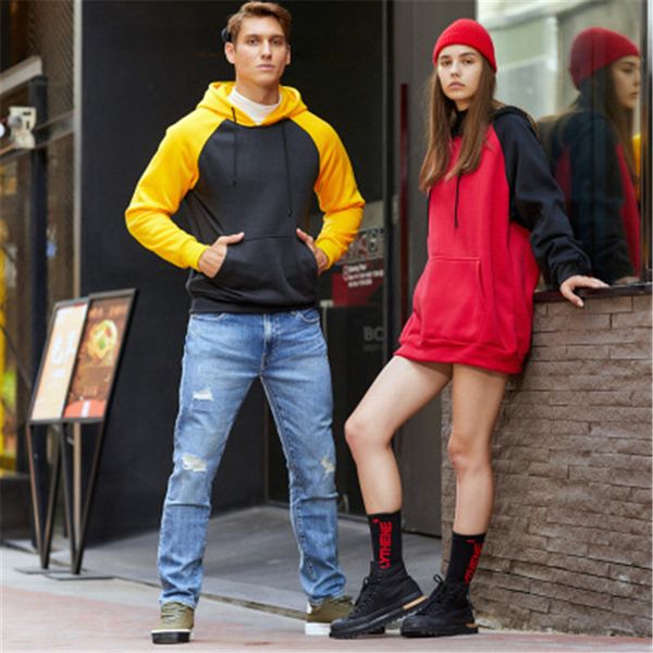 

women oversize colorblock hoodies fashion long sleeve loose multicolor sweatshirts clothes designer female long section pullover hoodies, Black