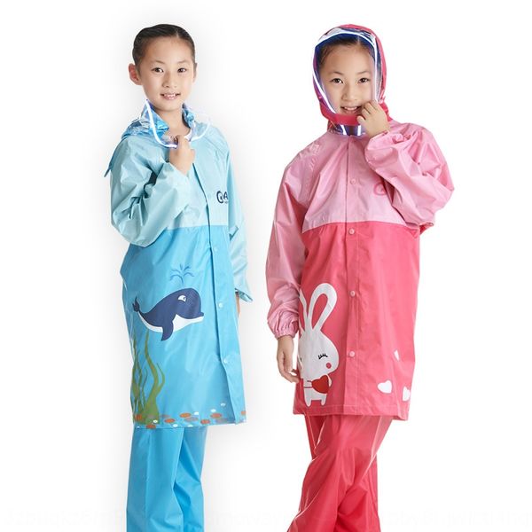 

riding an children's poncho with suit bag pants set schoolbag boys' and girls' raincoat korean thickened raincoat rainpants s, Red;brown