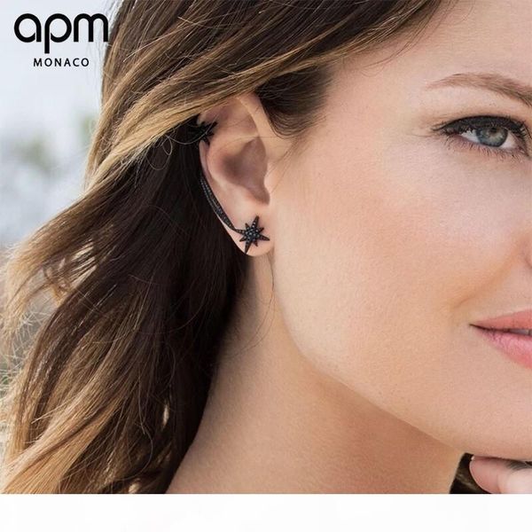 

2019 asymmetric star silver inlaid diamond ear clip personality simple ab earrings female of, Golden;silver