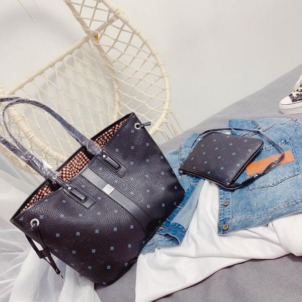 

2020 women's shopping tote with small clutch genuine leather shoulder bag women handbag composite totes