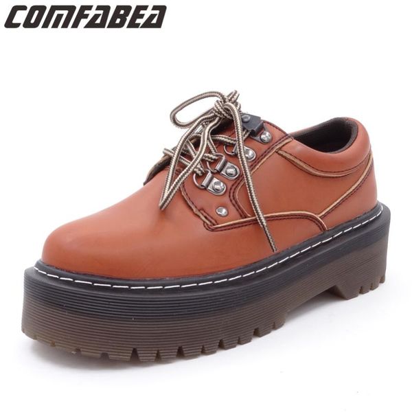 

spring 2020 autumn woman oxfords shoe pu leather shoes casual shoes harajuku goth platform creepers for woman, Black