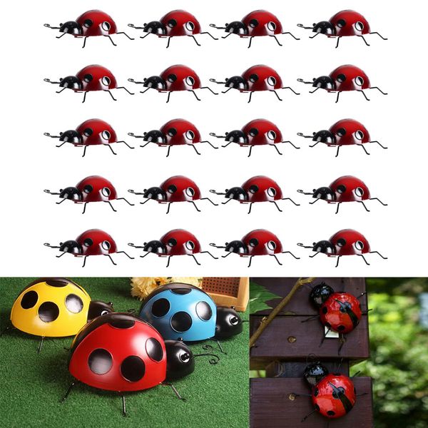 

20pcs handcrafted ladybird figurine wall garden home insect decors 10cm