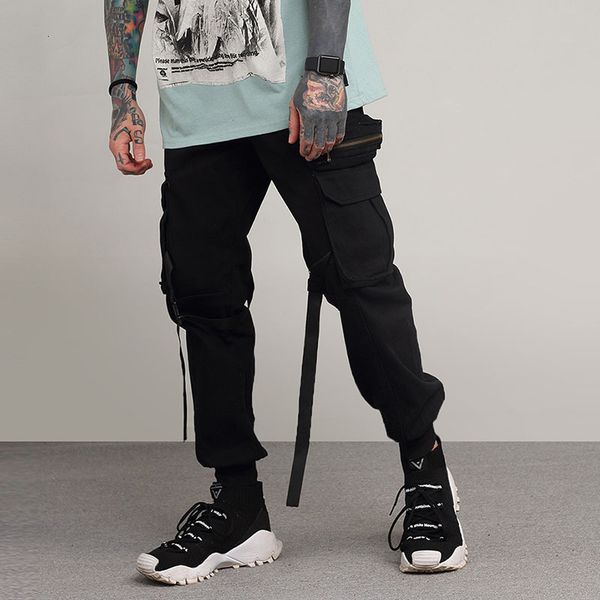 

men's pants ewq / 2021 autumn wear more pocket cargo fashion tide loose casual male all-match vintage trousers 9y267, Black