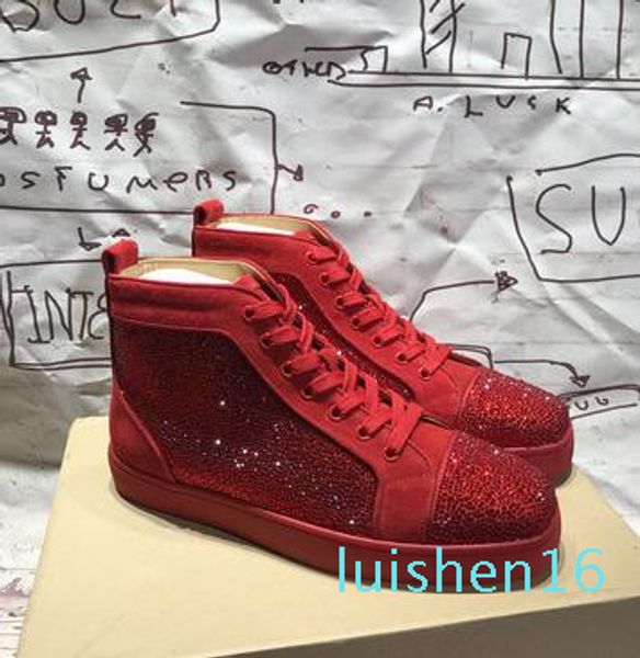 

designer mens red bottom sneakers slip-on roller boat mens women suede spike crystal leather shoes kanye platform sport sneaker6r03 l16, Black
