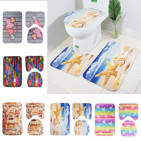 

новый цвет камень ковровое покрытие коврик коврик кирпич печататься пол из трех частей комплект комплект ванной туалет не скользит ковер