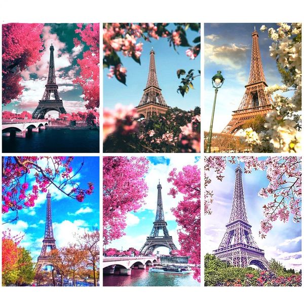 

full square diamond painting landscapes embroidery pictures of rhinestones cross stitch kit diamond mosaic paris craft