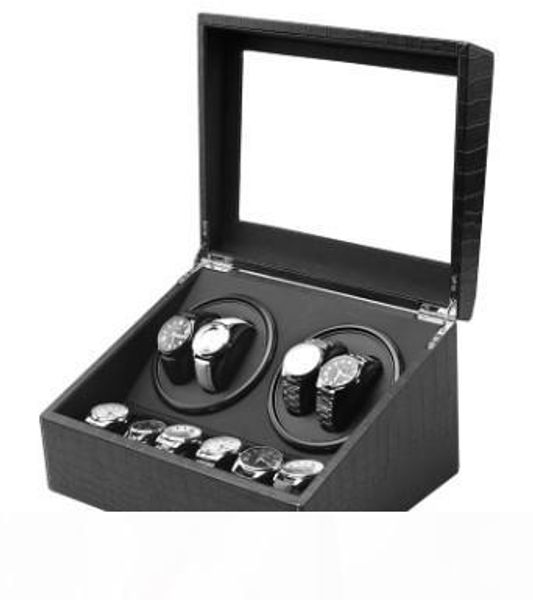 

black carbon fiber shaker mechanical watch automatic shaker 4+6 shaker electric watch box high-end motor box, Black;blue