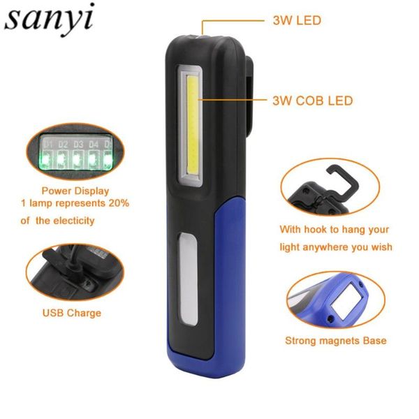 

cob + xpe led magnetic работы стенд висячие hook свет открытый кемпинга супер яркий ручной аккумуляторный фонарь