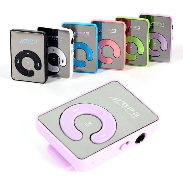 MP3 Player Mirror Clip USB Sport Support micro TF Card Music Media Player mini clip sem tela