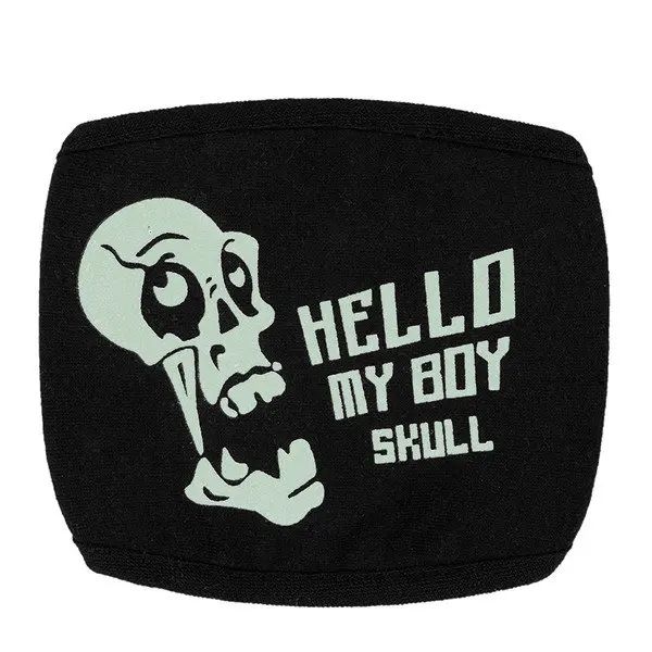

unsiex men noctilucence luminous green cartoon skeleton pattern anti-dust cotton mouth mask