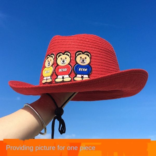 

children's straw sun men's and women's general sun korean beach baby's cool hat sunscreen hat, Yellow