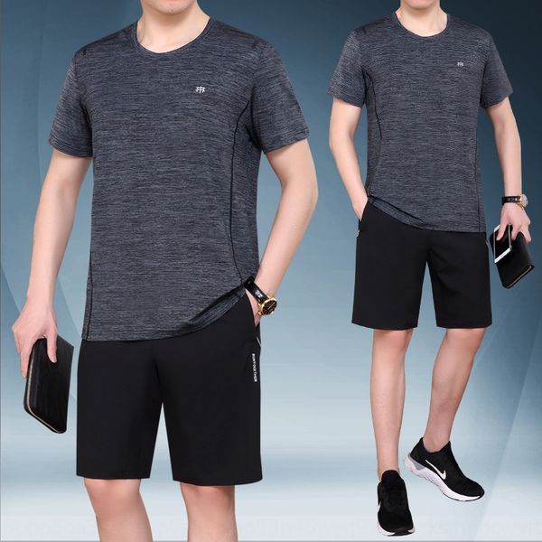 

2019 sports suit men's sportswear sportswear summer quick-drying clothes gym training clothes running equipment loose two-piece set, Black;red