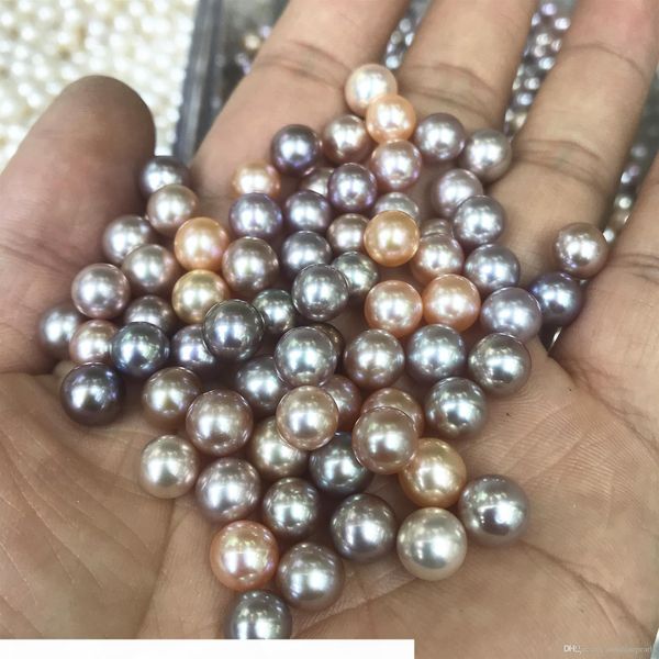 

wholesale high luster 4a loose round purple freshwater pearls without hole natural lavender color for jewelry diy from zhuji, White