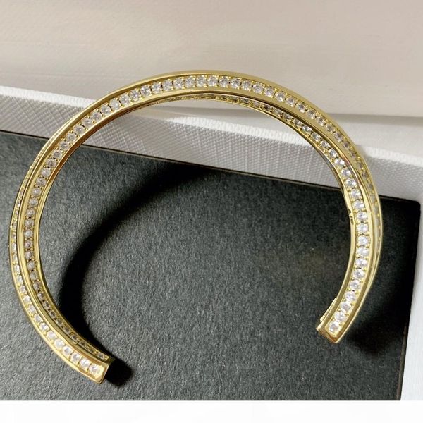 

o luxury full diamond irregular opening fashion designer bracelet luxury designer jewelry women bracelets, White