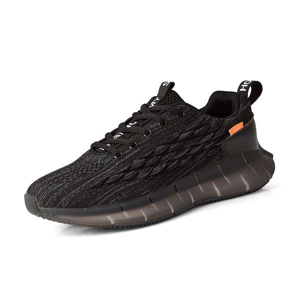 

men casual shoes breathable lace-up shoes for man sneakers anti-odort running lightweight walking men's, Black