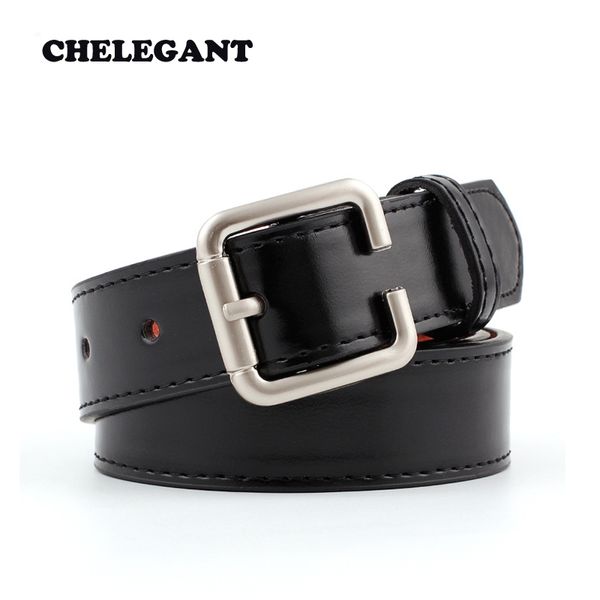

new women belt korean version of the personality silver buckle imitation leather jeans belt ladies decorative wild, Black;brown