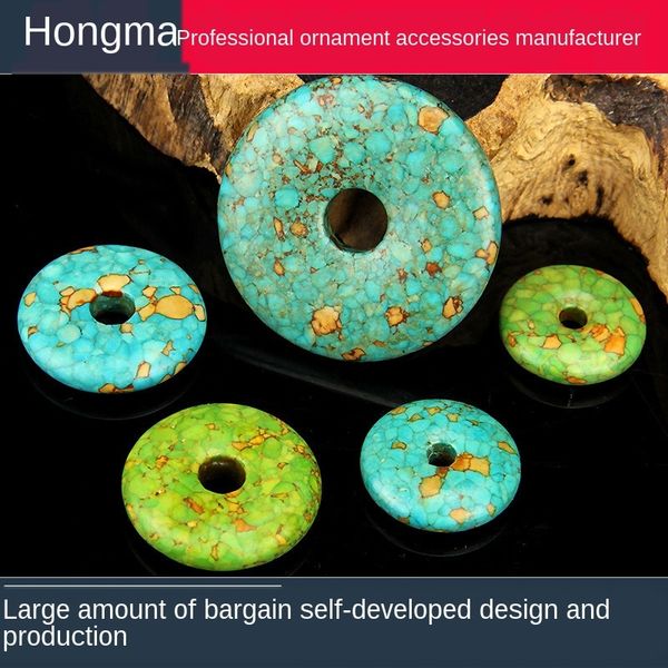 

natural pendant diy national style powder blue turquoise safety buckle diy accessories arhat eye bracelet accessories pendant, Silver