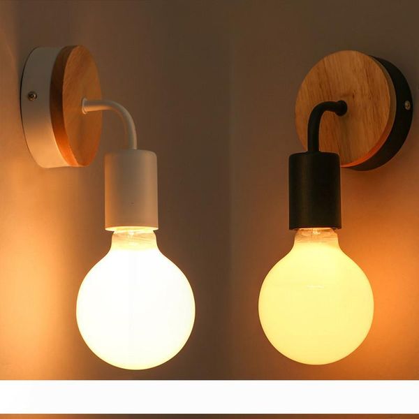 

modern wood wall lamp vintage industrial indoor lighting bedside black led sconce wall light up down for home bedroom fixtures