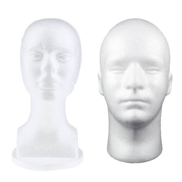 

2pcs female male foam hair mannequin head model for hat wig headwear masks, White