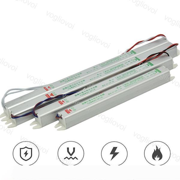 

lighting transformers slim dc12v 18w 24w 36w waterproof 110 220v aluminum silvery adapter for 3528 5050 led strip light modules dhl