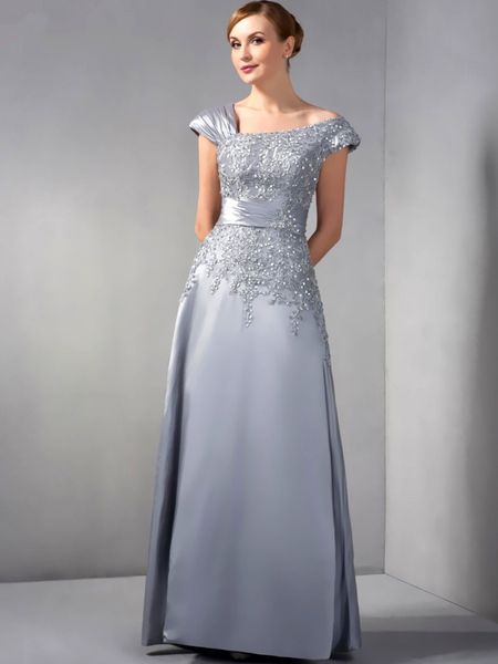 

gray chiffon lace mother of the bride dresses a-line cap sleeves beaded long elegant groom mother dresses for wedding evening dress, Black;red
