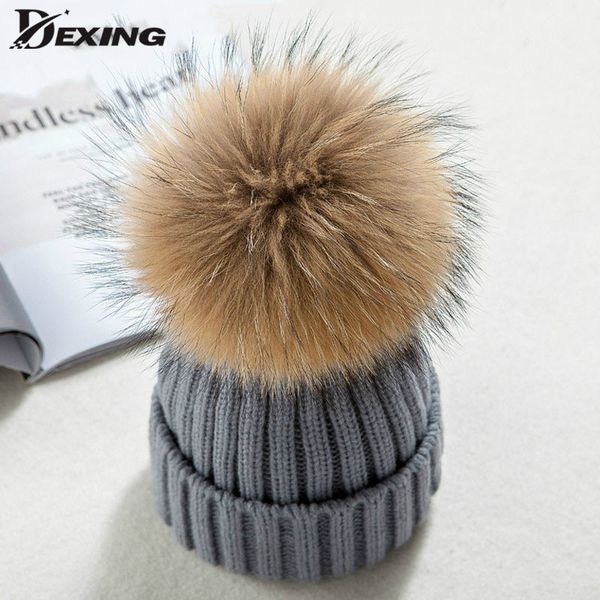 

new pom poms women autumn winter casual beanies fashion crochet knitting hat thick warm female cap hat bone feminino wholesale, Blue;gray