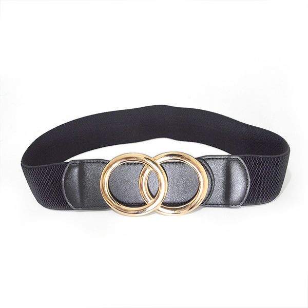 

women's girdle elastic stretch wide waist belts double rings buckle cummerbunds ladies, Black;brown