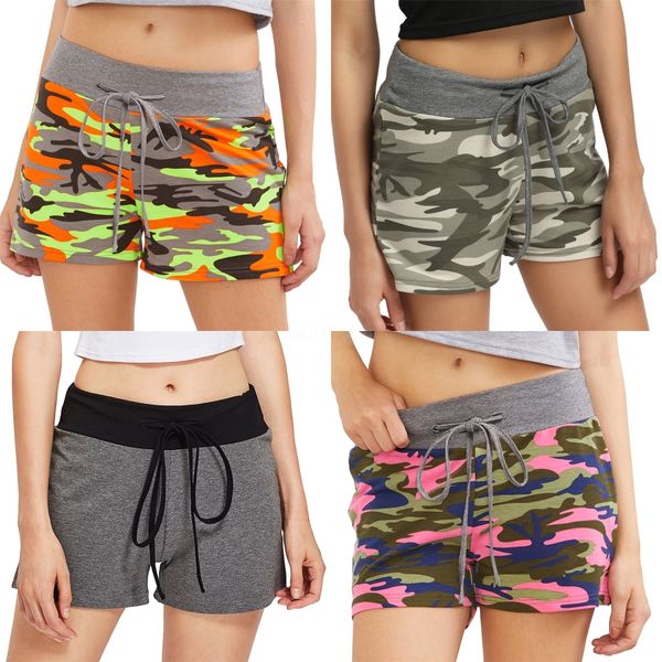 

designer shorts camouflage elastic waist skinny high waist female short pants casual women clothing summer women#3211, White;black