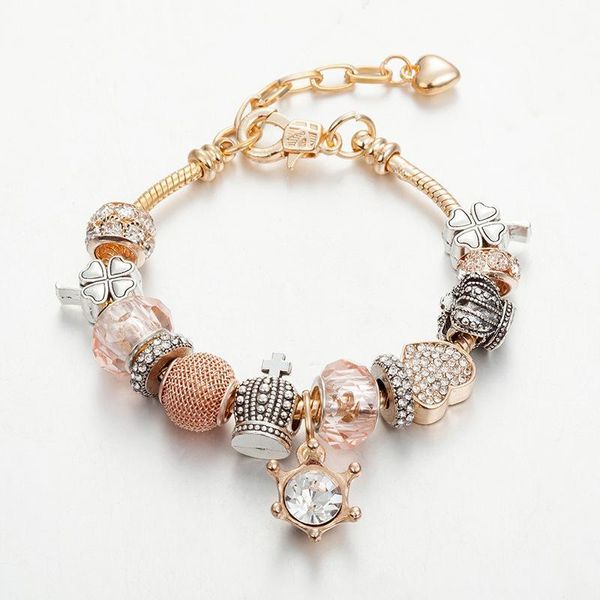 

2019 new alloy fashion Four leaf grass bracelets drill beaded bracelet DIY women diamante beads bracelet love bracelet jewelry Accessories