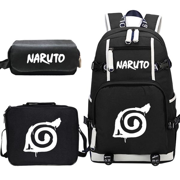 

naruto anime backpack for boys girls children school bags student bookbag kids school bagpack with lunchbag+pen bag sac a dos