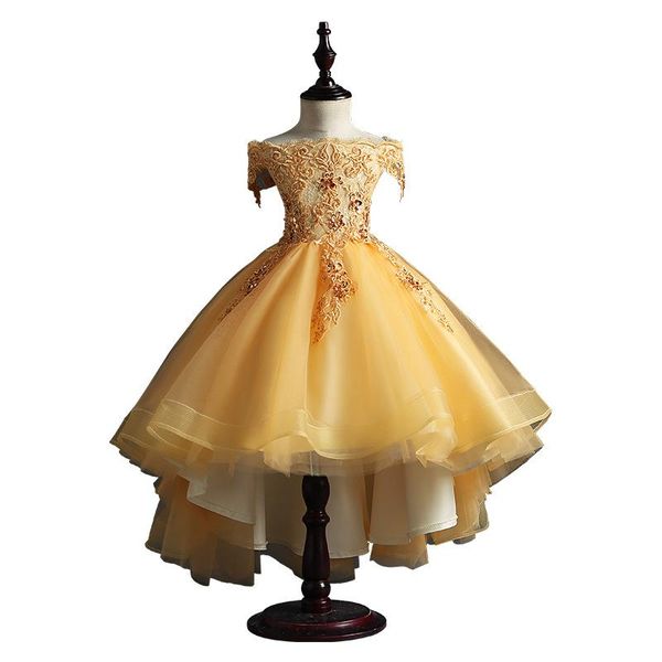 

new flower girl dresses beading sash ball gowns lace appliques flower girls princess elegant wedding pageant dresses, Red;yellow