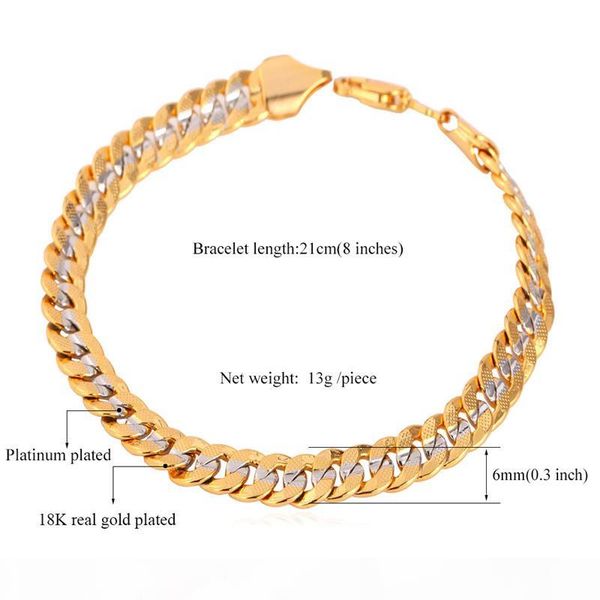 

classical cool 18k stamp jewelry for men or women 18k two-tone gold plated curb chain bracelet, Black