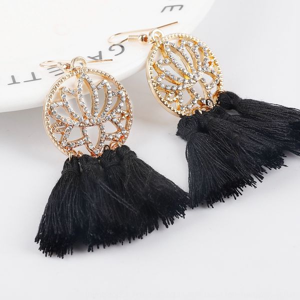 

fashion bohemia rhinestone tassel female national dress national style earrings high-end temperament dress earrings, Silver