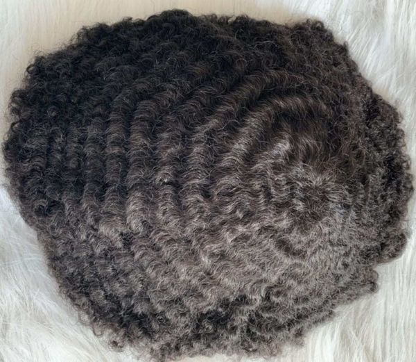 

8mm afro wave toupee full pu toupee 10mm lace with pu mens wig 10a indian virgin human hair unit for men ing, Black