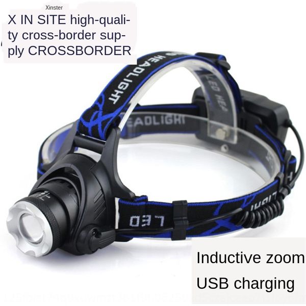 

new led outdoor waterproof fishing usb induction head head-mounted zoom new lamp shi wai deng strong headlight night fishing light