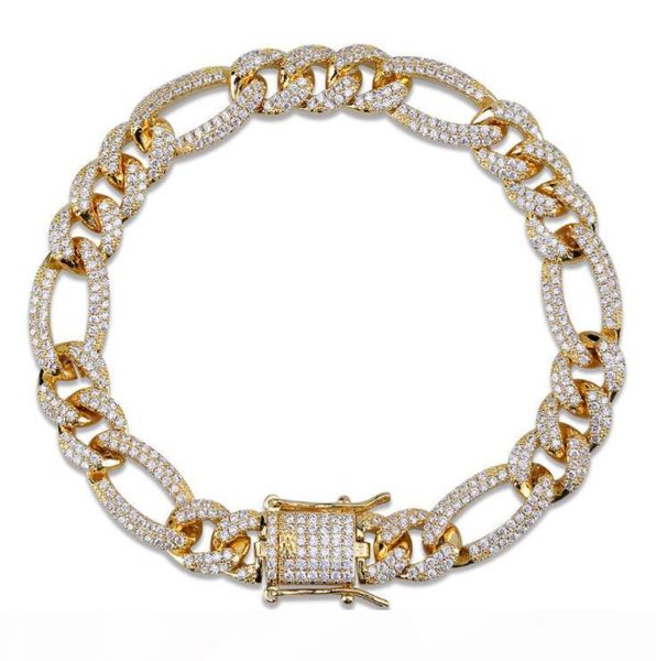 

i miami cuban bracelet for men with new european and american jewelry clasp 2020 gold -plated hip hop chain chain with zircon, Slivery;golden