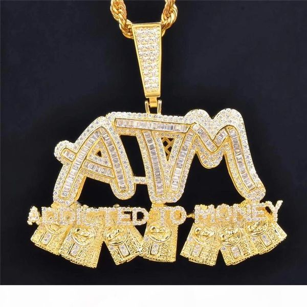 

iced out addicted to money pendant gold silver plated micro paved cubic zircon mens hip hop jewelry gift