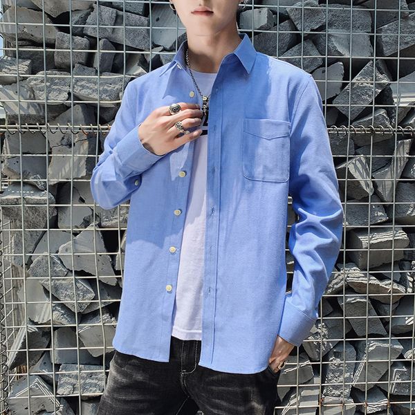 

2020 autumn men tooling cotton long sleeve shirt trend male coat shirt, White;black