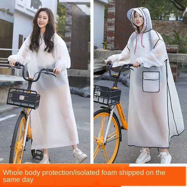 

aimli raincoat long transparent single male and female students protective electric car battery thickened bicycle cloak bicycle poncho, Red;brown