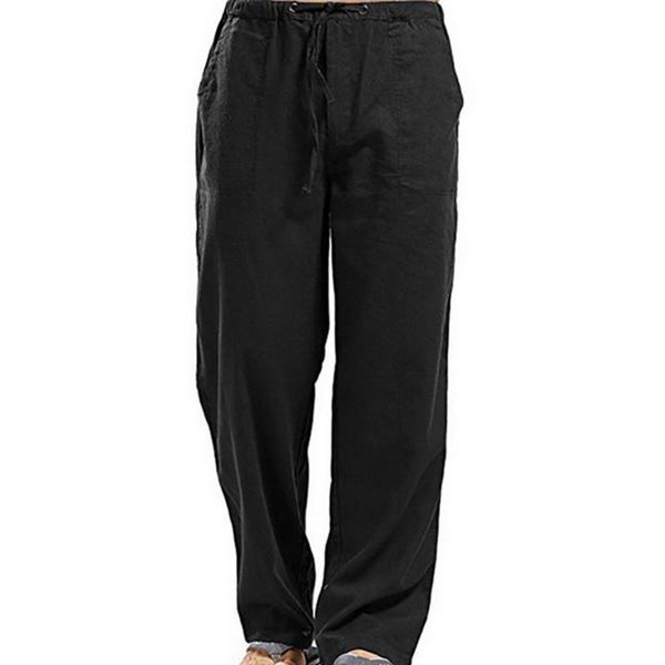 

твердые брюки брюки карман m ~ 2xl бленды хлопка плюс размер повседневный, Black