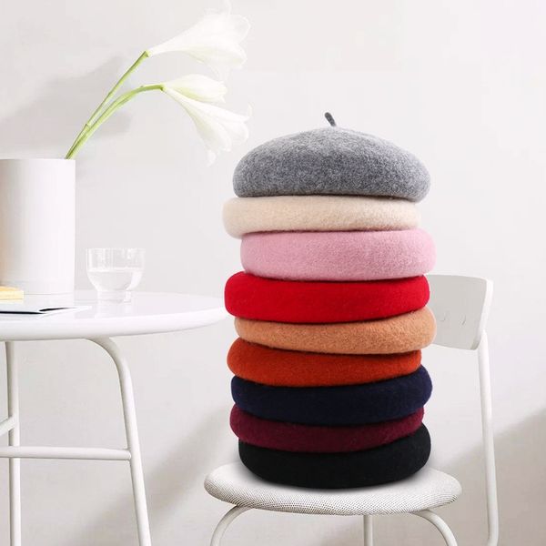 

lady woolen painter's woolen beret korean style all-match student painter hat british pumpkin beret hat, Blue;gray