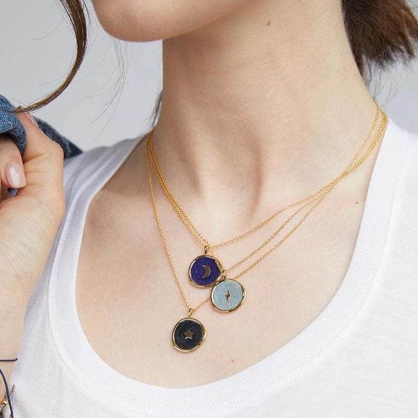 

artilady fashion jewelry necklace for women 2020 new gold color chain star moon love pendant necklace, Silver