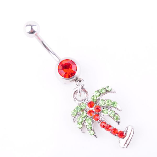 

d0154 ( 4 colors ) belly button ring ,coconut tree piercing jewelry 14guage 5/8 belly bar(10pcs/lot) jfsa-101, Silver