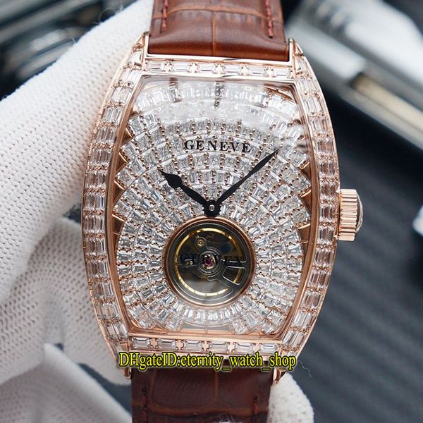 

twf v2 version men's collection v 45 t d automatic mechanical gypsophila diamond dial mens watch rose gold t-diamonds case iced out wat, Slivery;brown