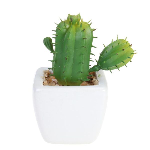 

cube modern potted green artificial succulent plants mini fake flower pot for indoor outdoor decor (cactus with thorn